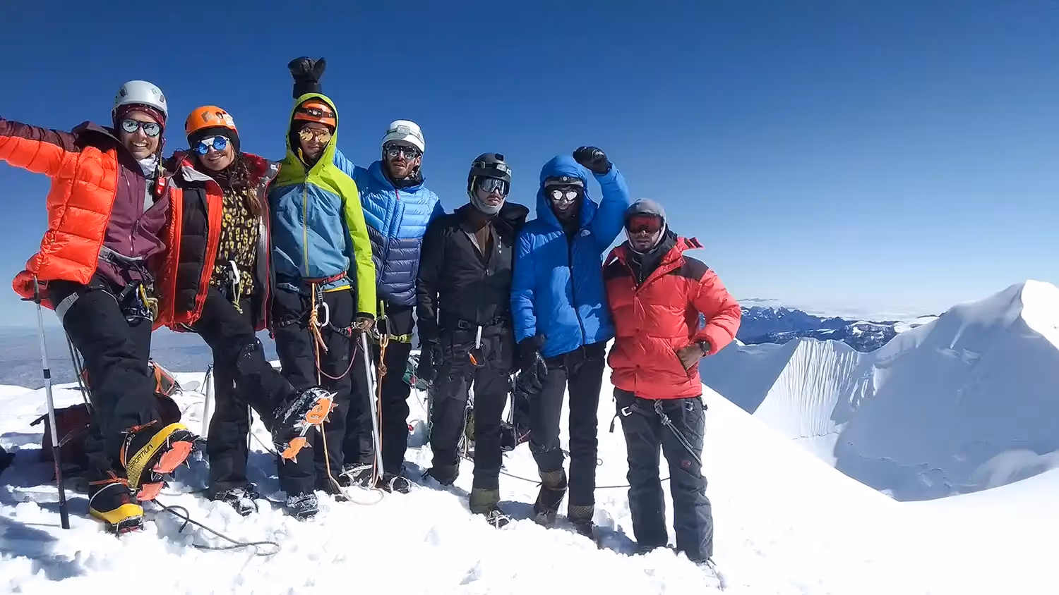 Climbers on the summit, Huayna Potosi