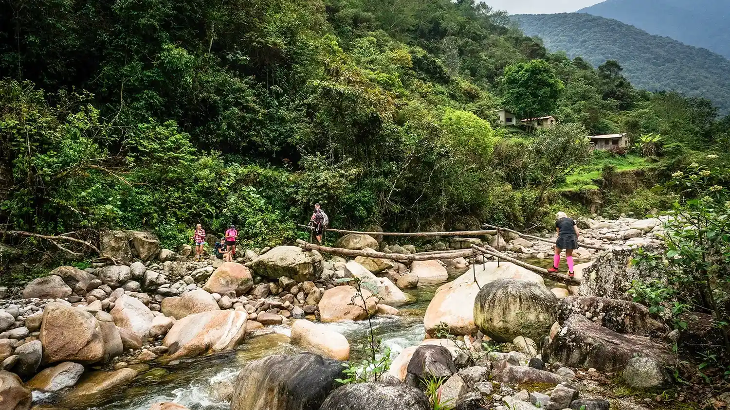 River crossing in Bolivian rain forest