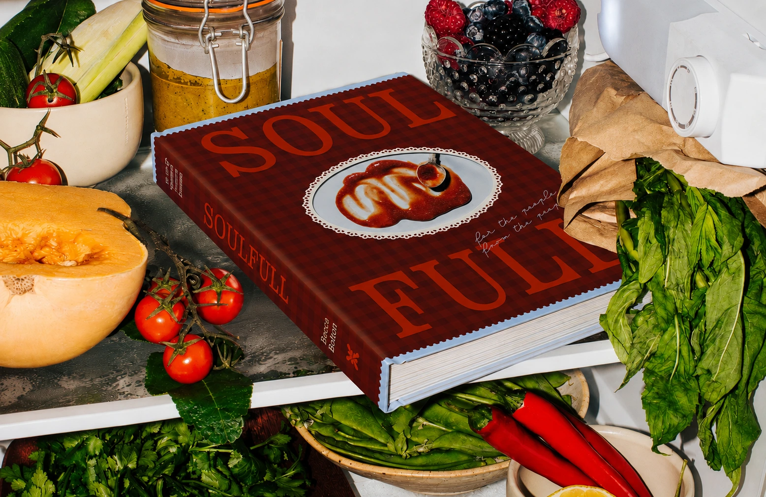 SOULFULL cookbook with fresh produce