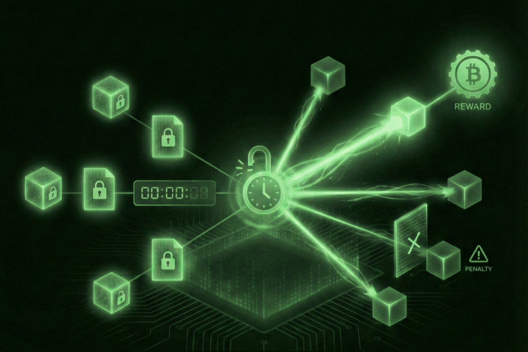 Timeline of security events including patch notifications, intrusion prevention, and system health status updates.