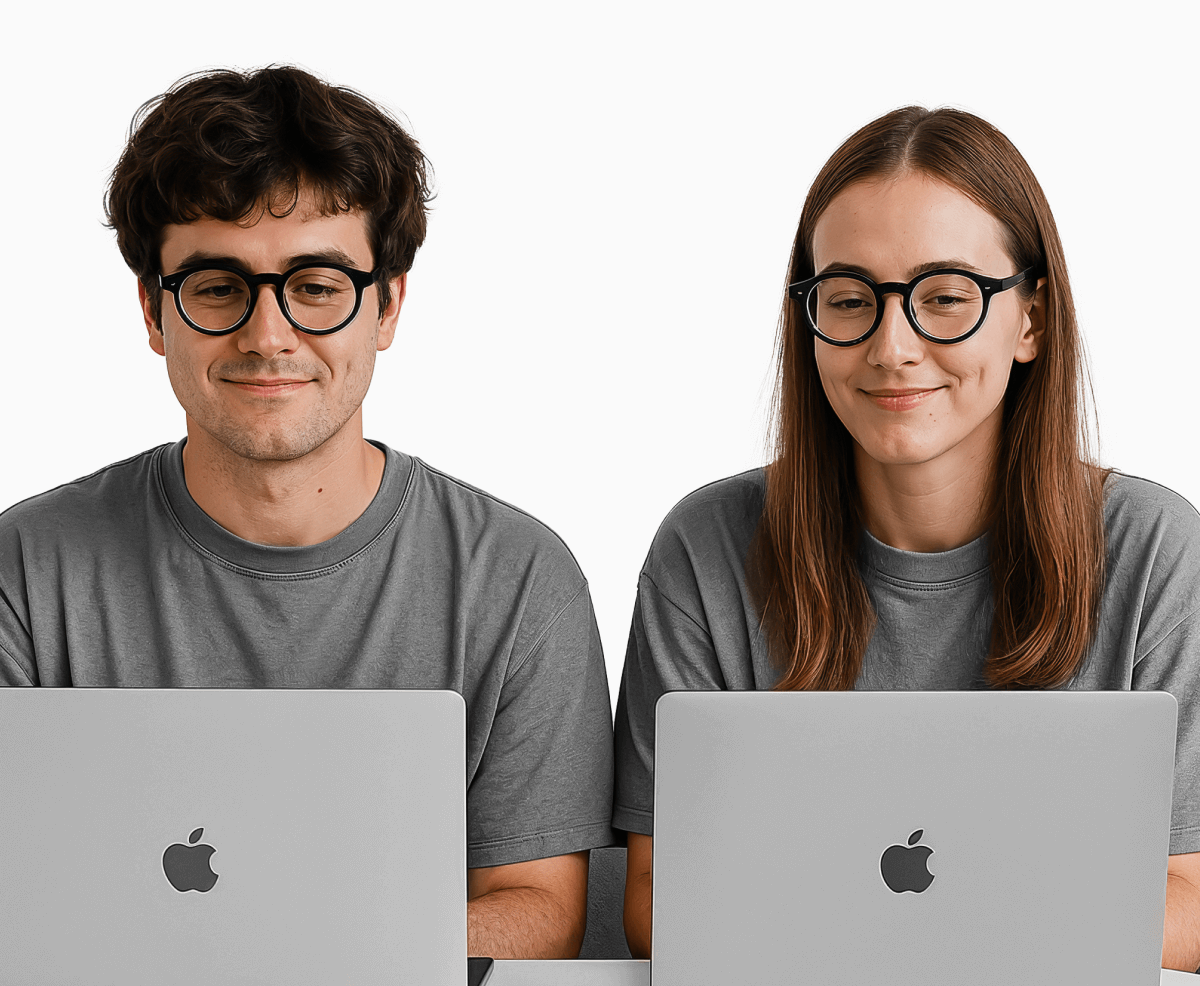 Man And Woman Working On Laptops Gadgetar Webflow Template | BRIX Template
