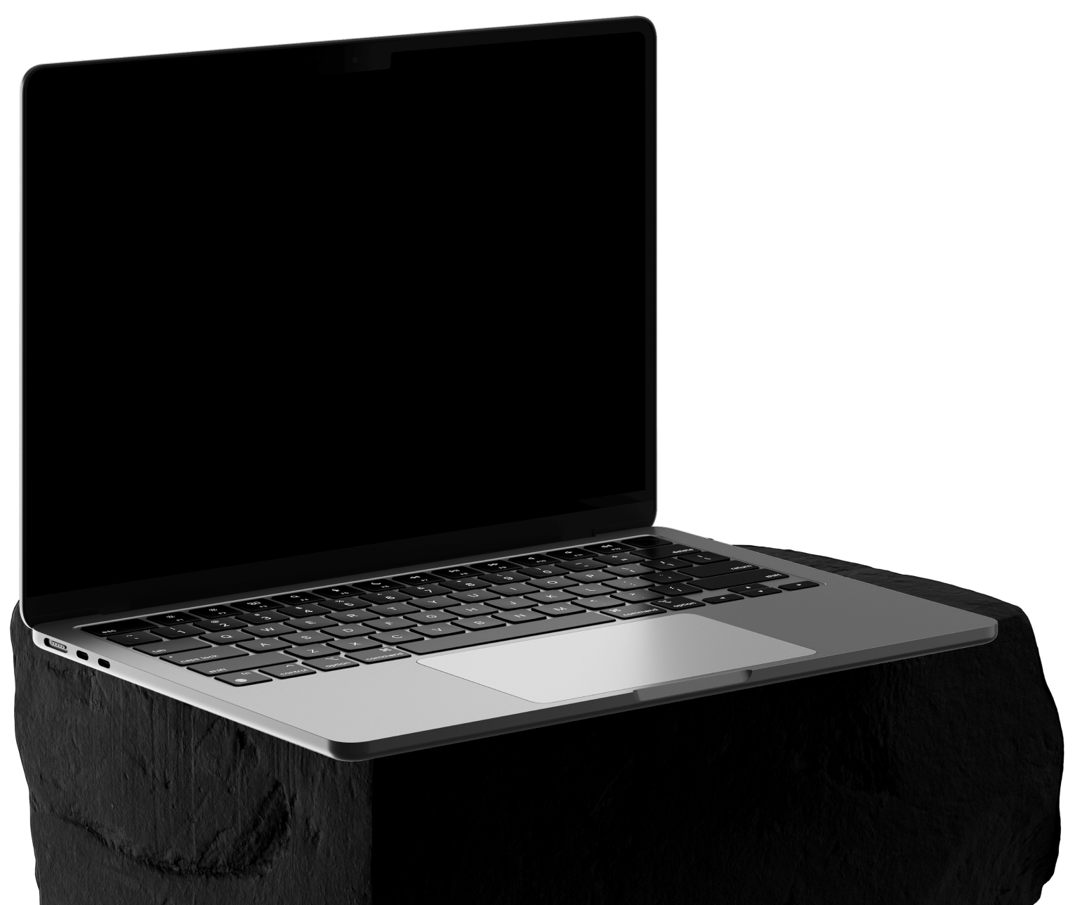 Open Laptop Placed On A Dark Rock Gadgetar Webflow Template | BRIX Template
