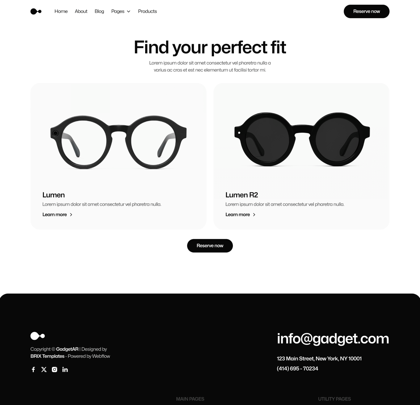 Gadgetar Product Hero Page Ai Glasses Webflow Template | BRIX Template