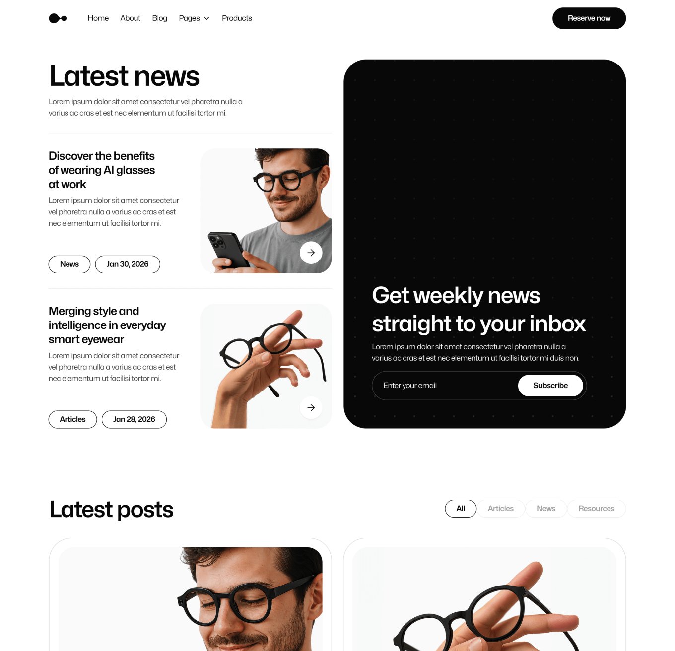 Gadgetar Blog V3 Hero Page Ai Glasses Webflow Template | BRIX Template

