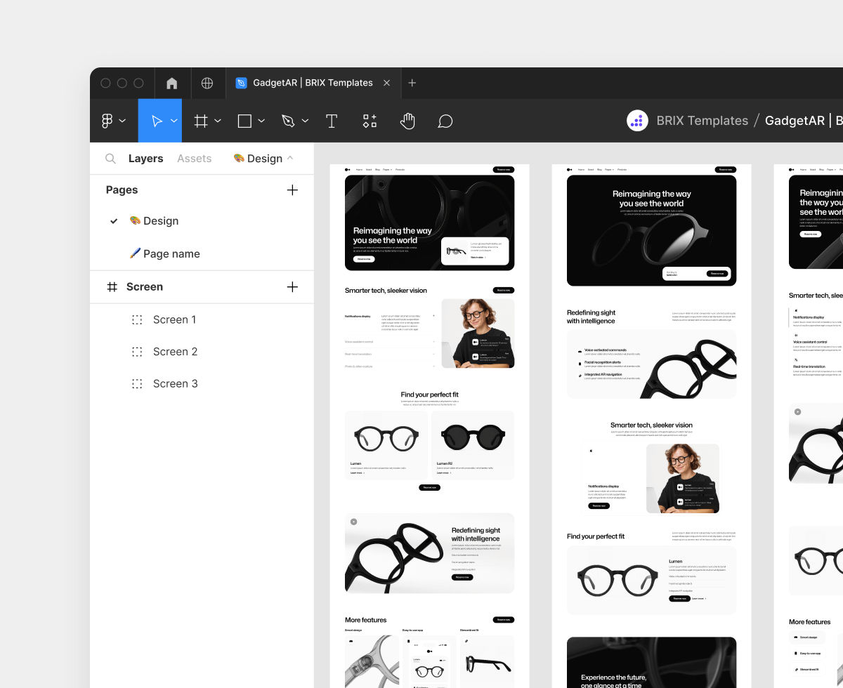 Gadgetar Figma File Included Ai Glasses Webflow Template | BRIX Template
