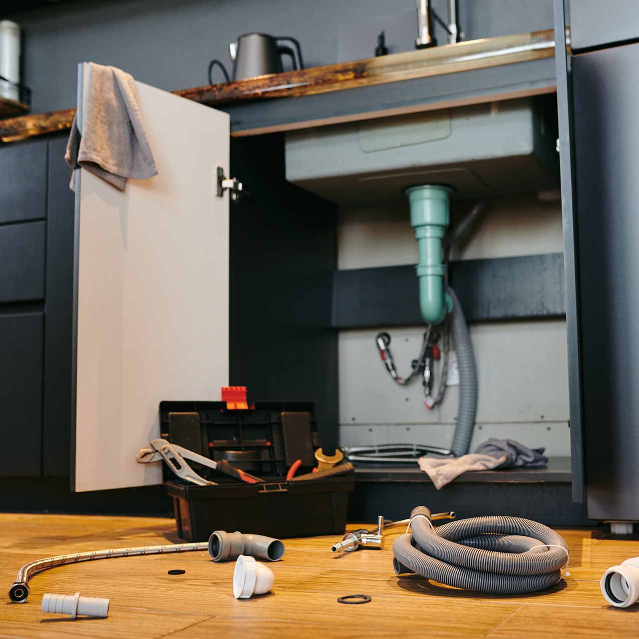 Water leak in kitchen; north Georgia plumbing.