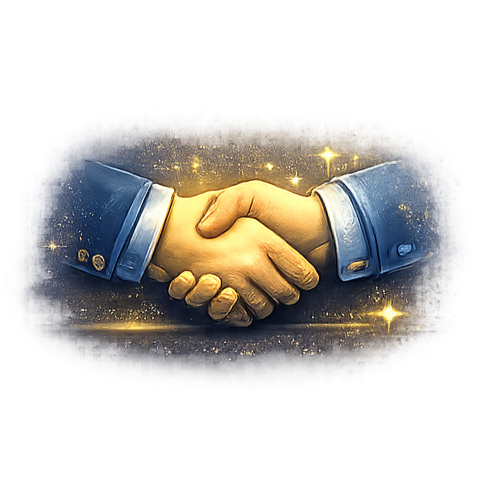 Handshake representing renewed leadership confidence in trusted analytics and business intelligence reporting.