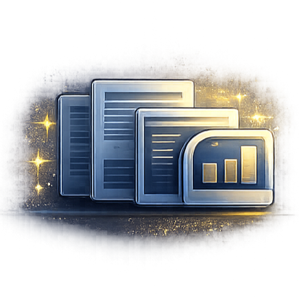 Stack of reports representing fewer dashboards and simplified analytics reporting systems.
