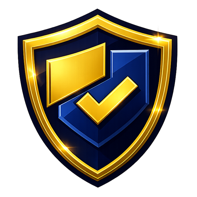 Shield with check mark representing trusted stewardship and protection of analytics decision systems through fractional analytics leadership.