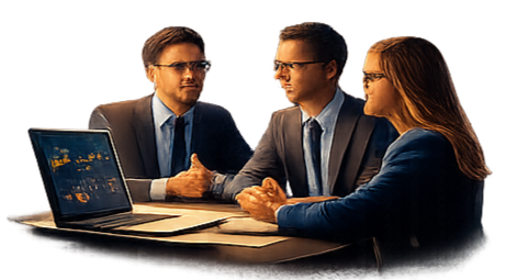 Analytics leader collaborating with a team, representing embedded fractional analytics leadership integrated into business operations.