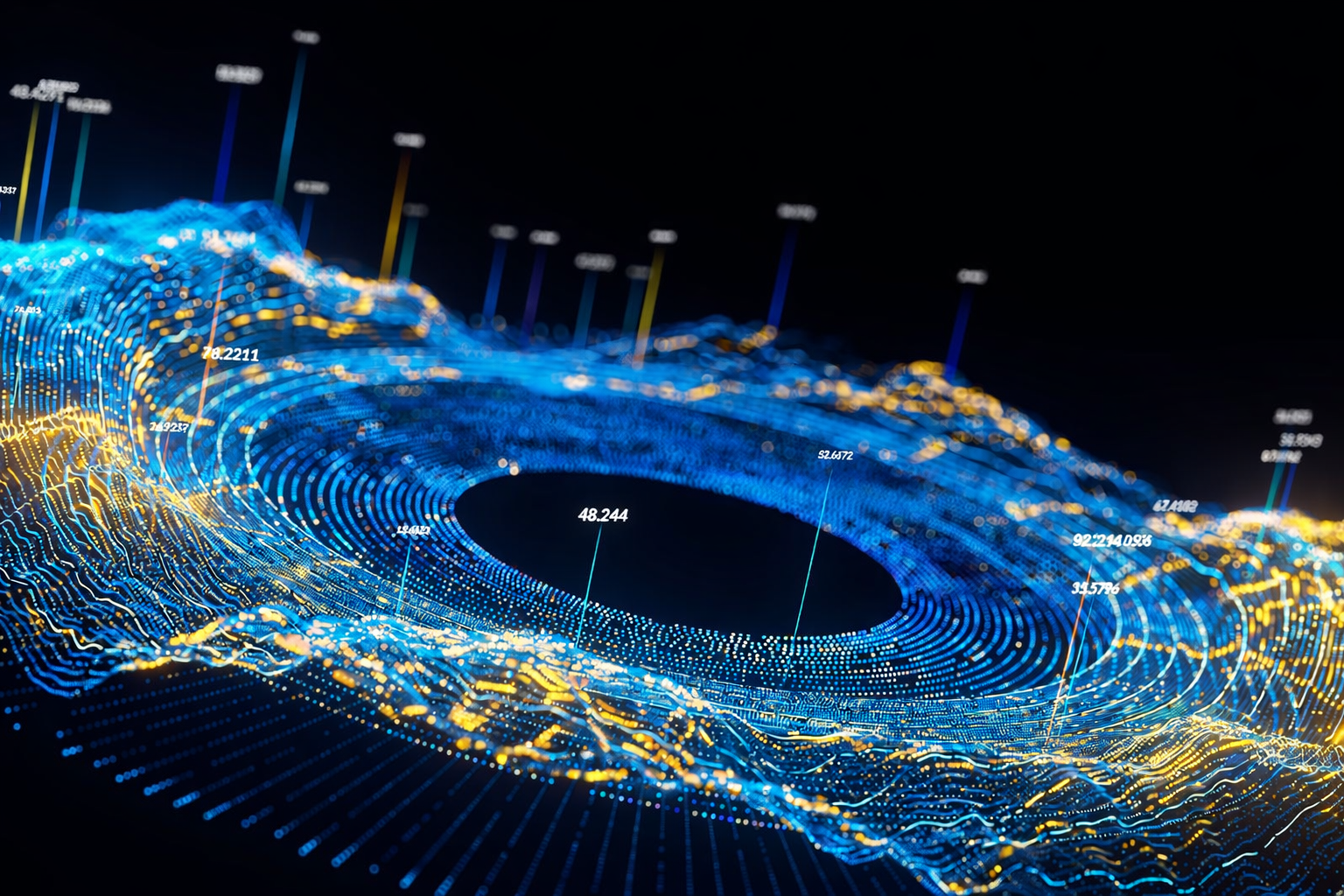 Circular analytics map showing data