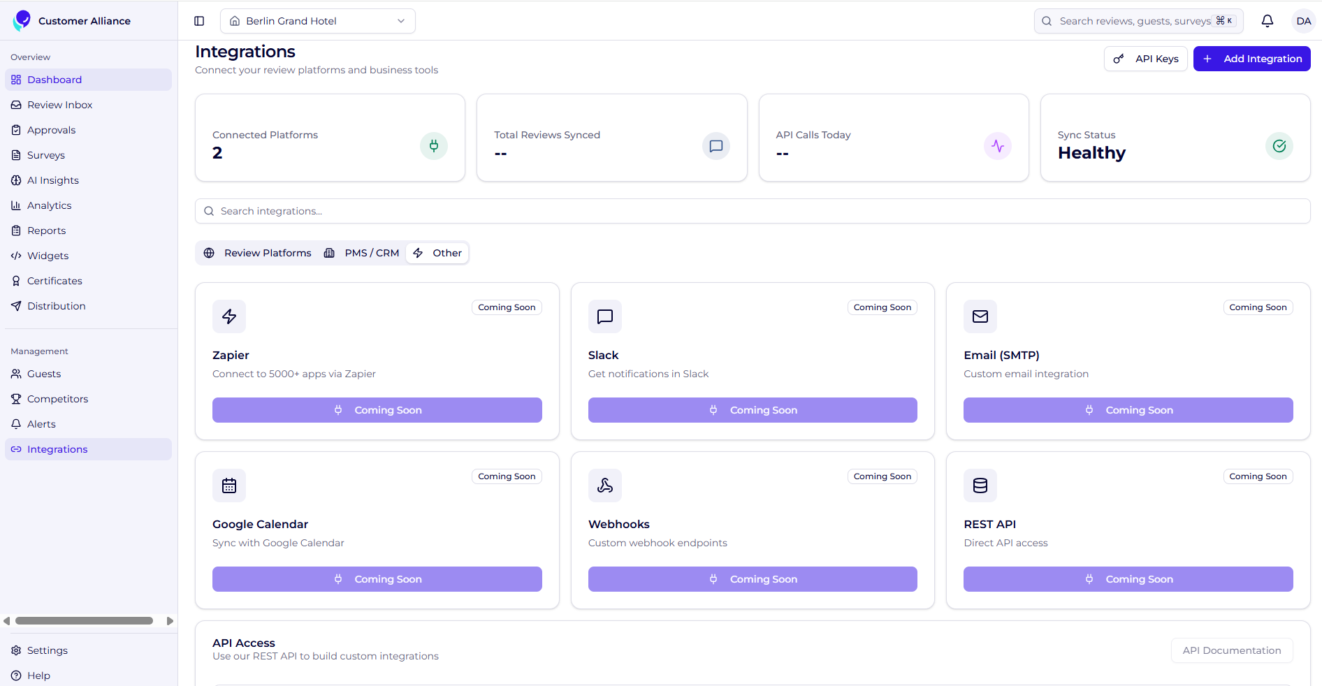 100+ integrations with PMS, CRM and Revenue systems