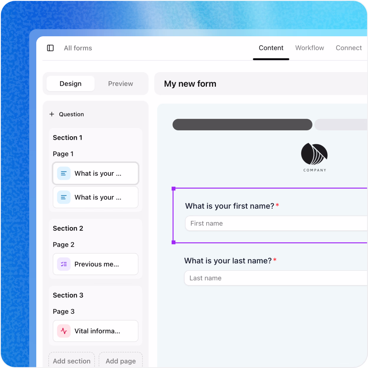 Form interface showing customization options for clinician booking pages and forms for patient care