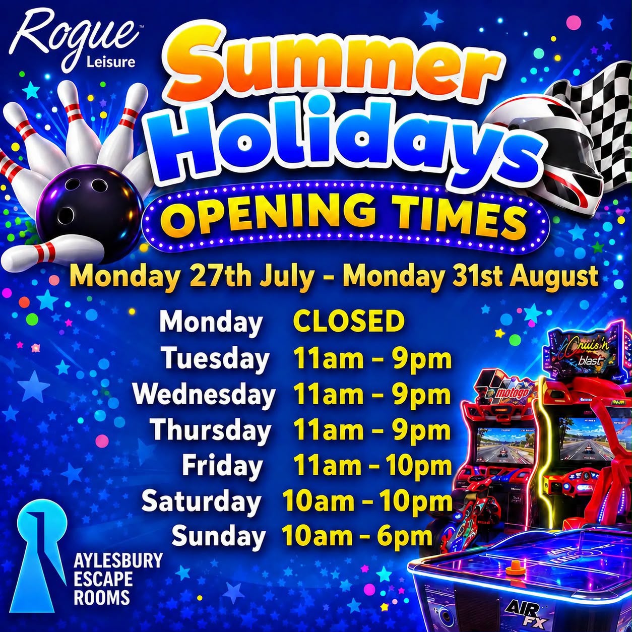 Summer Holiday Opening Hours