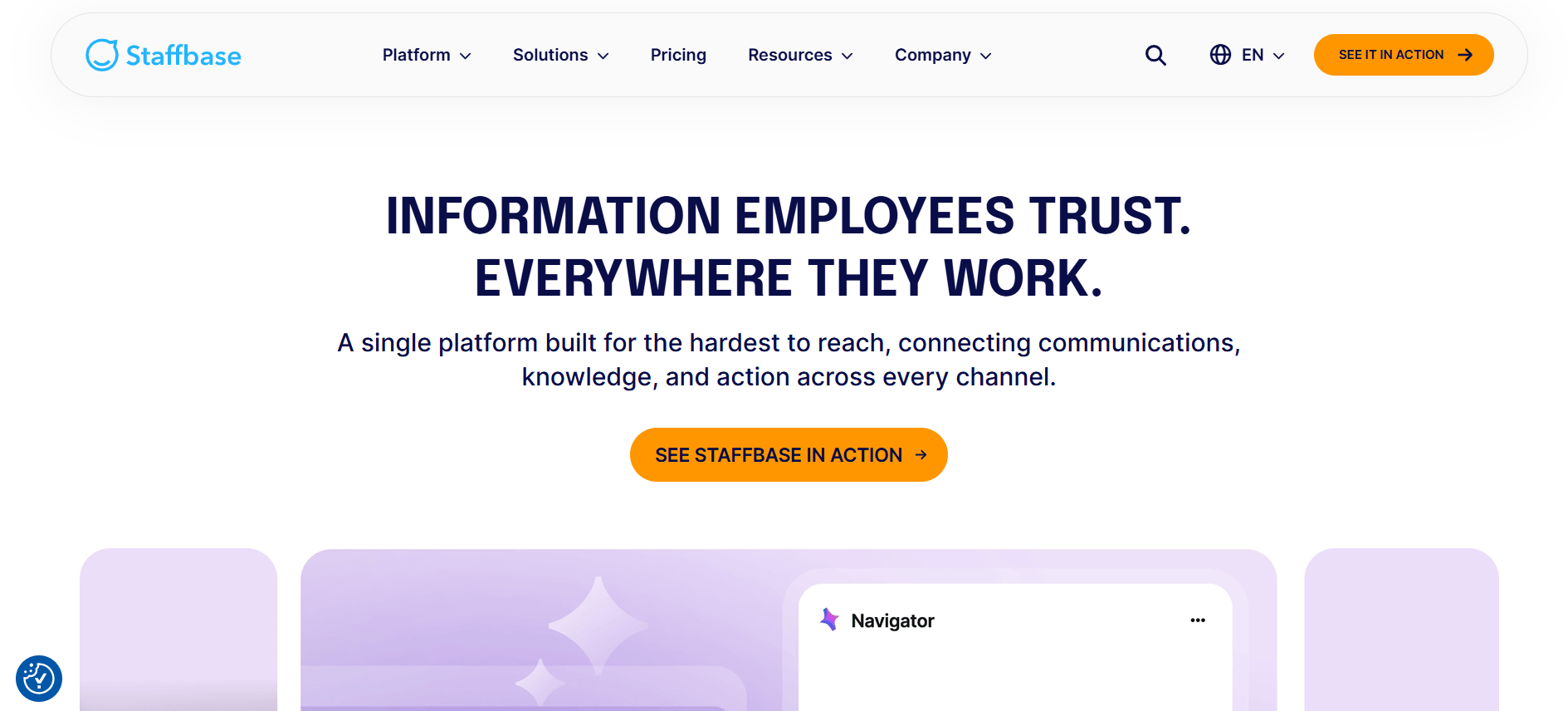 Screenshot of Staffbase Home Page