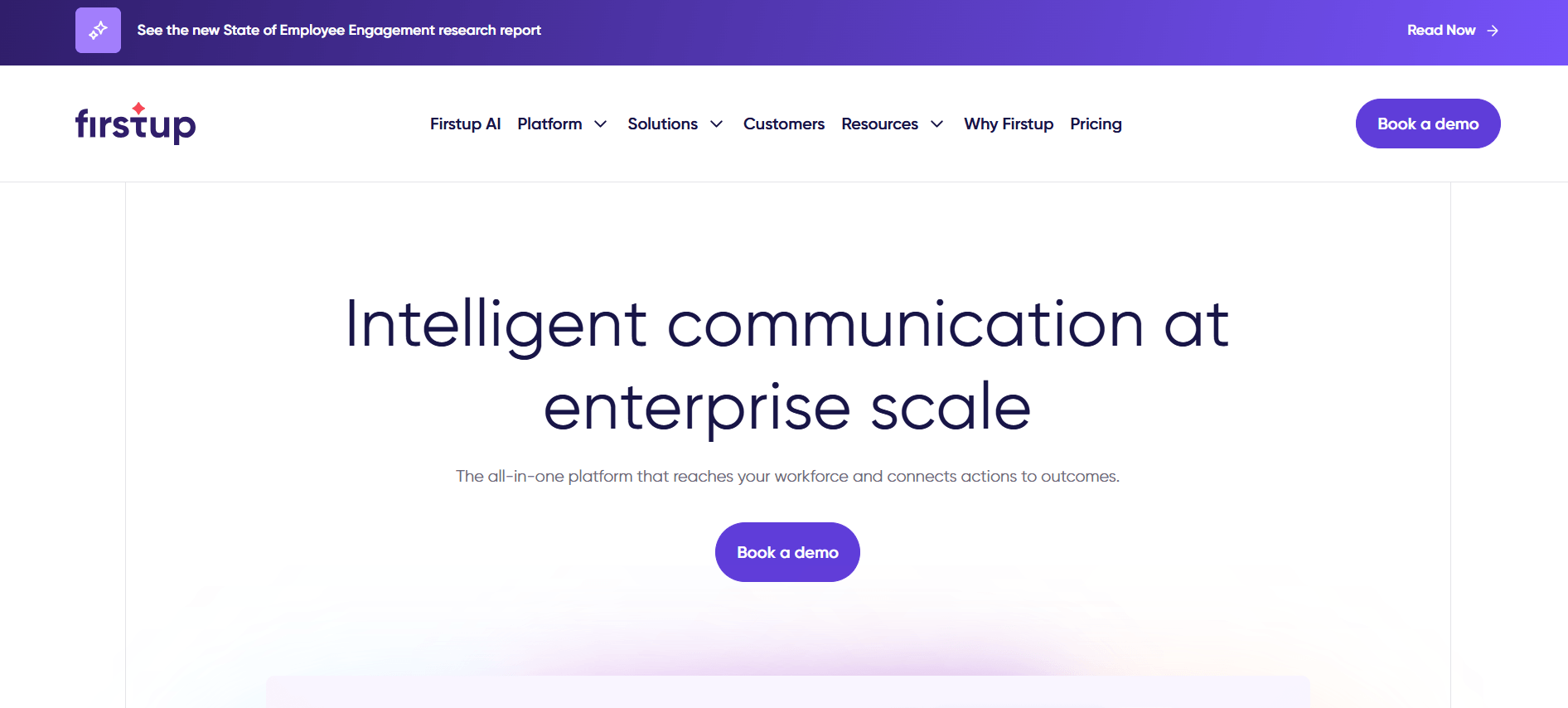 Screenshot of Firstup Home Page