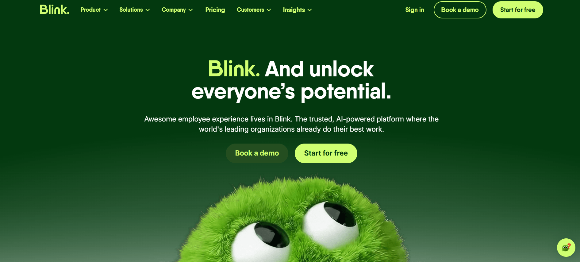 Screenshot of Blink Home Page