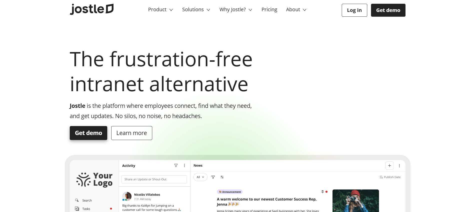 Screenshot of Jostle Home Page