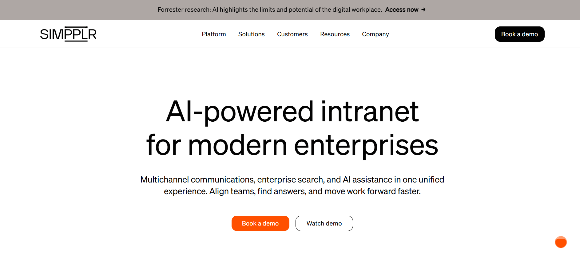 Screenshot of Simpplr Home Page