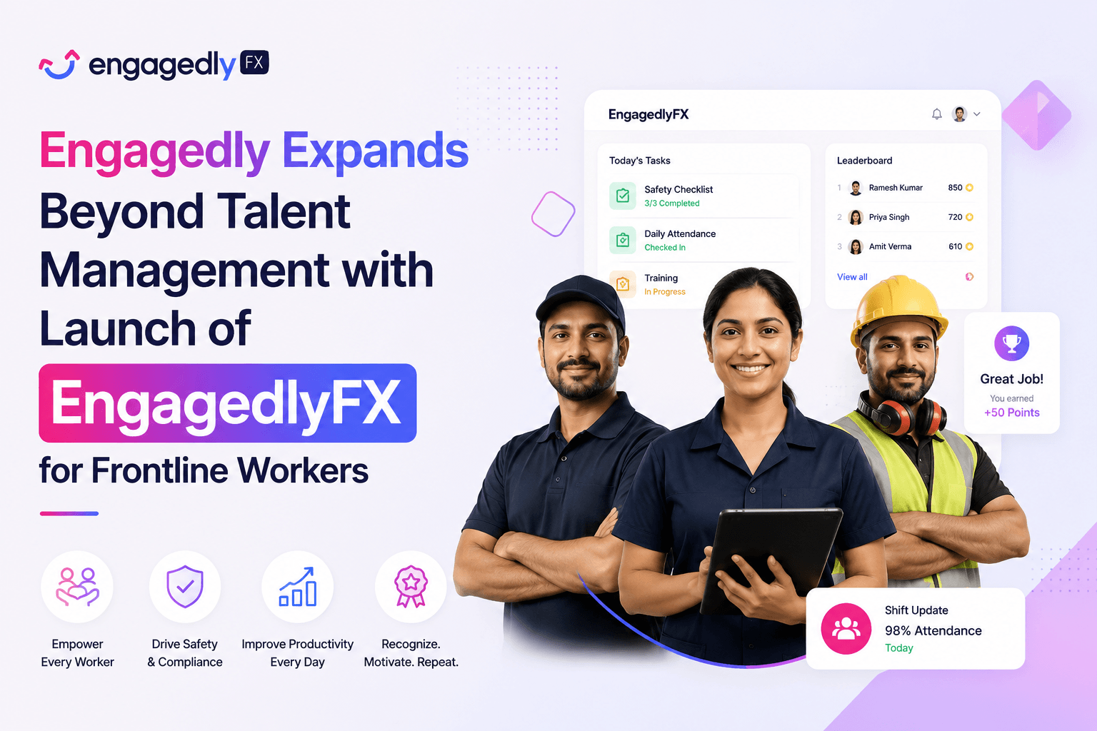Engagedly Expands Beyond Talent Management with Launch of EngagedlyFX for Frontline Workers