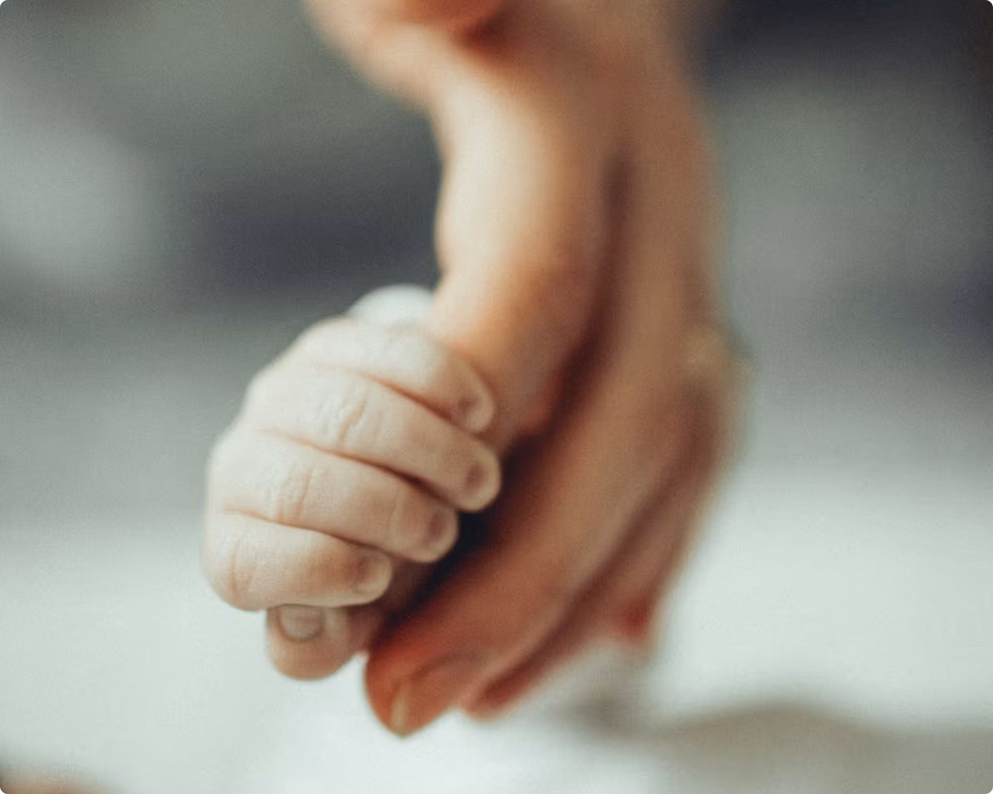 Close-up of a baby's hand gently holding an adult's finger.