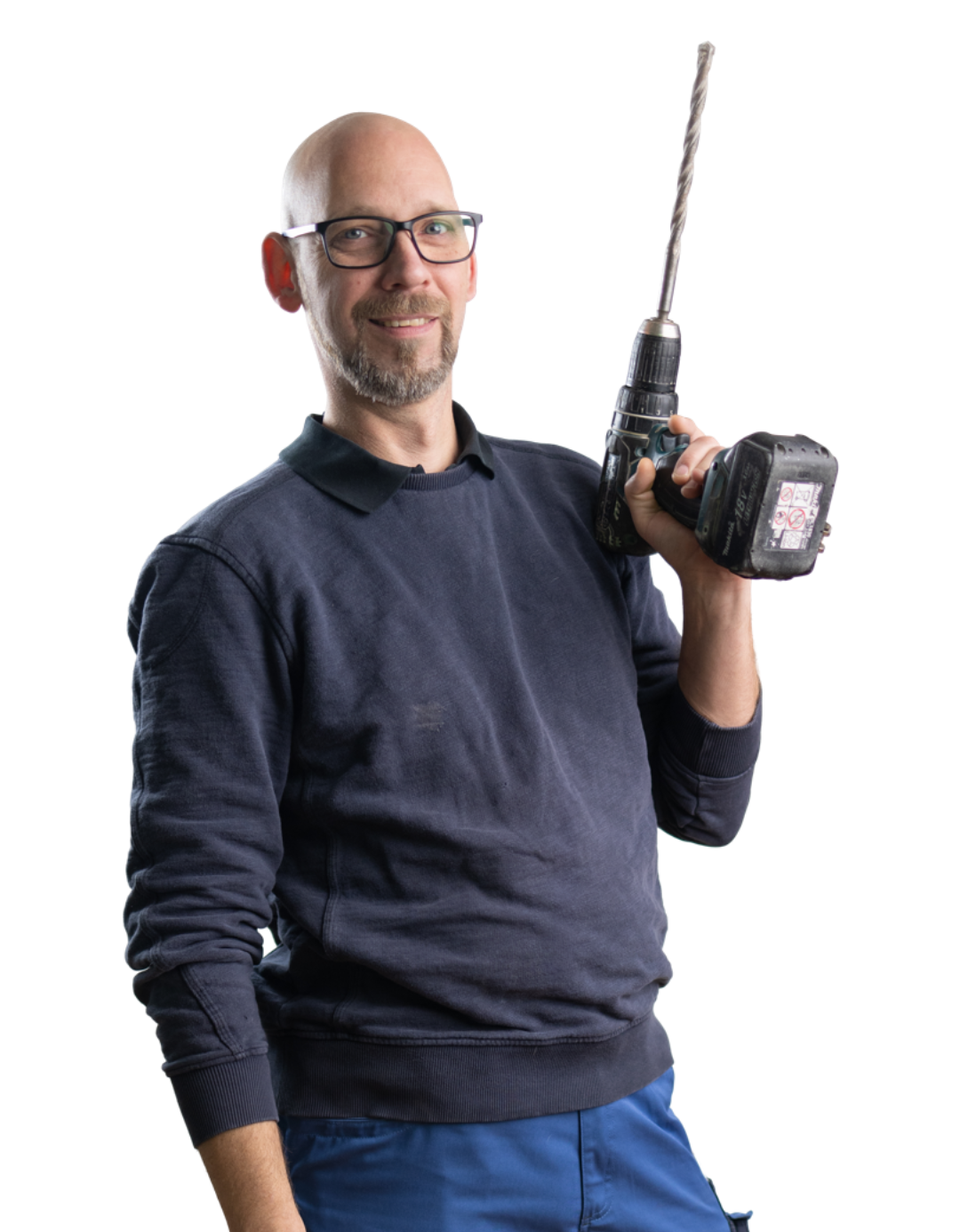 Ramon Schreiber, Kundendiensttechniker bei Buse, mit Akkuschrauber