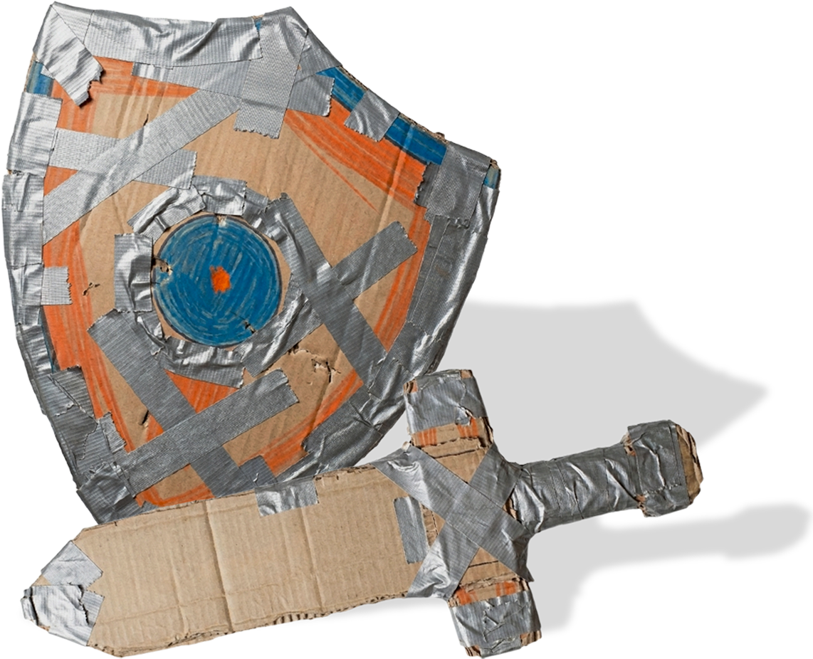Duct-taped shield illustration