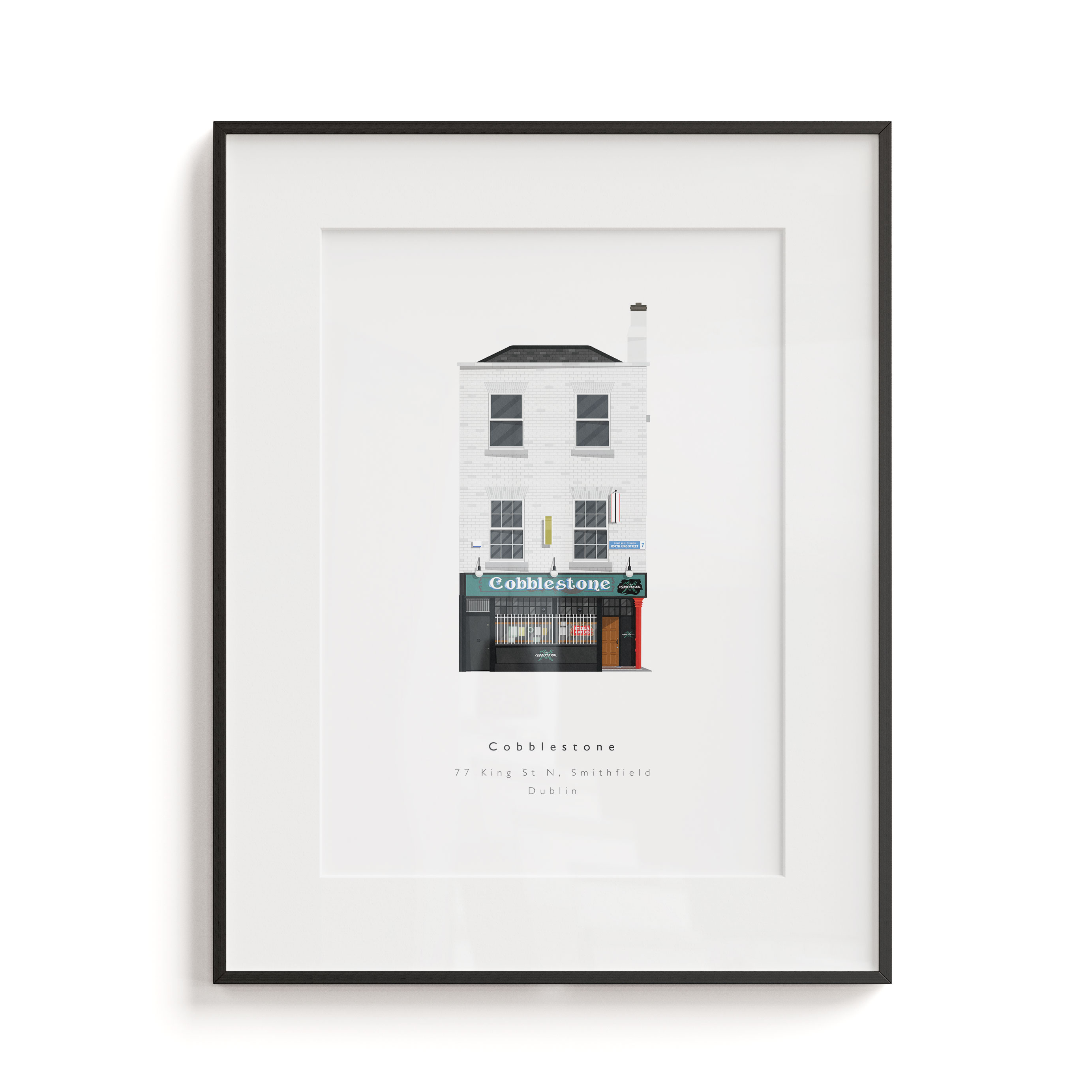 A print of The Cobblestone on King Street North, Smithfield, Dublin, available in A4 and A3. Created to capture the character and atmosphere of one of the city’s best-known traditional music pubs. Printed using archival materials, with optional framing available.
