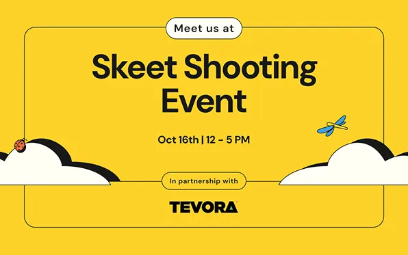 Illustration of a green circular podium with 'Forrester' text, surrounded by colorful flowers, leaves, a ladybug, and a blue dragonfly against a yellow background with clouds.