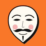 Guy Fawkes mask avatar for an anonymous reader