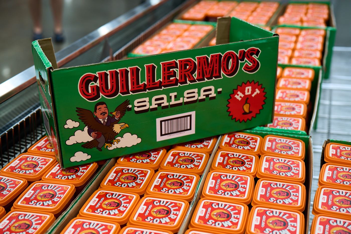 Guillermo's Salsa display with a cap