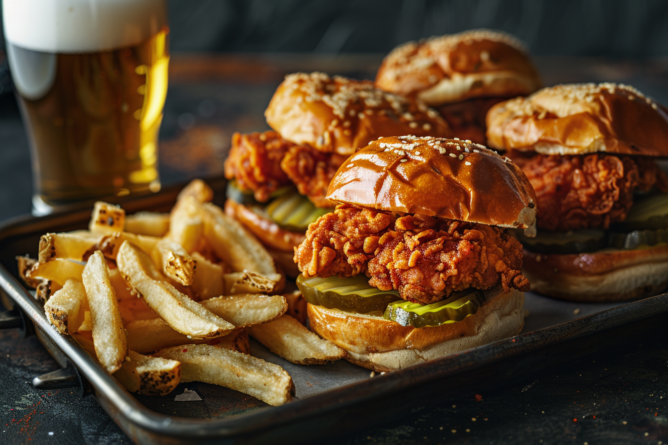Famous fried chicken sliders.