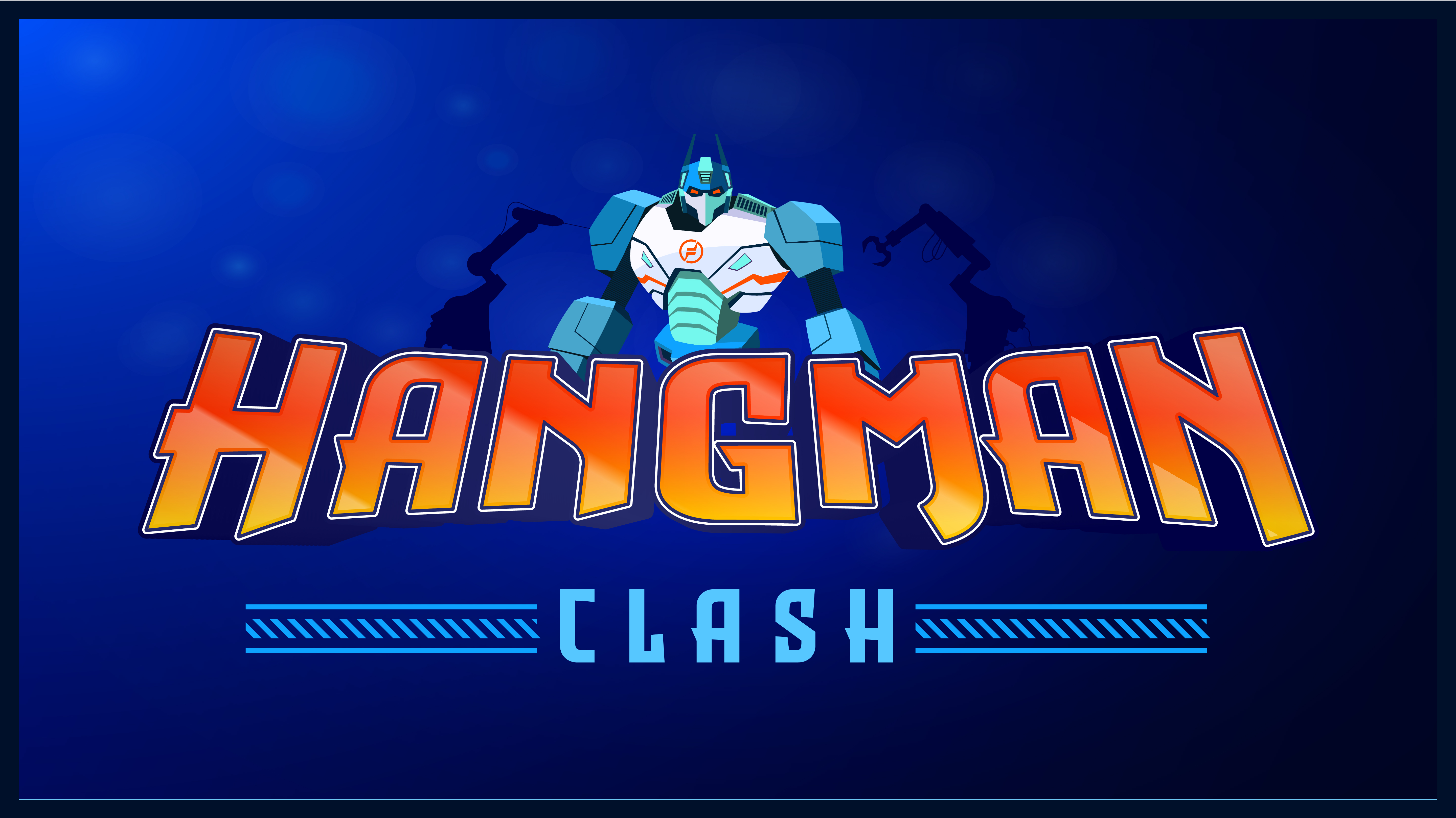 Hangman Clash logo and robot character design