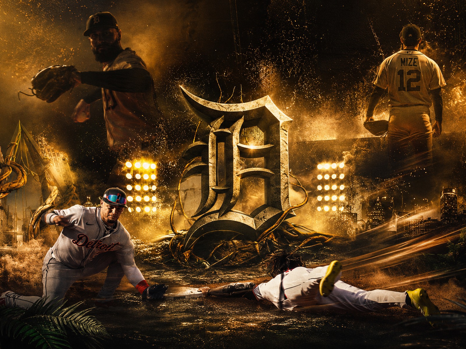 Detroit Tigers supporting stadium motion design artwork, view 1
