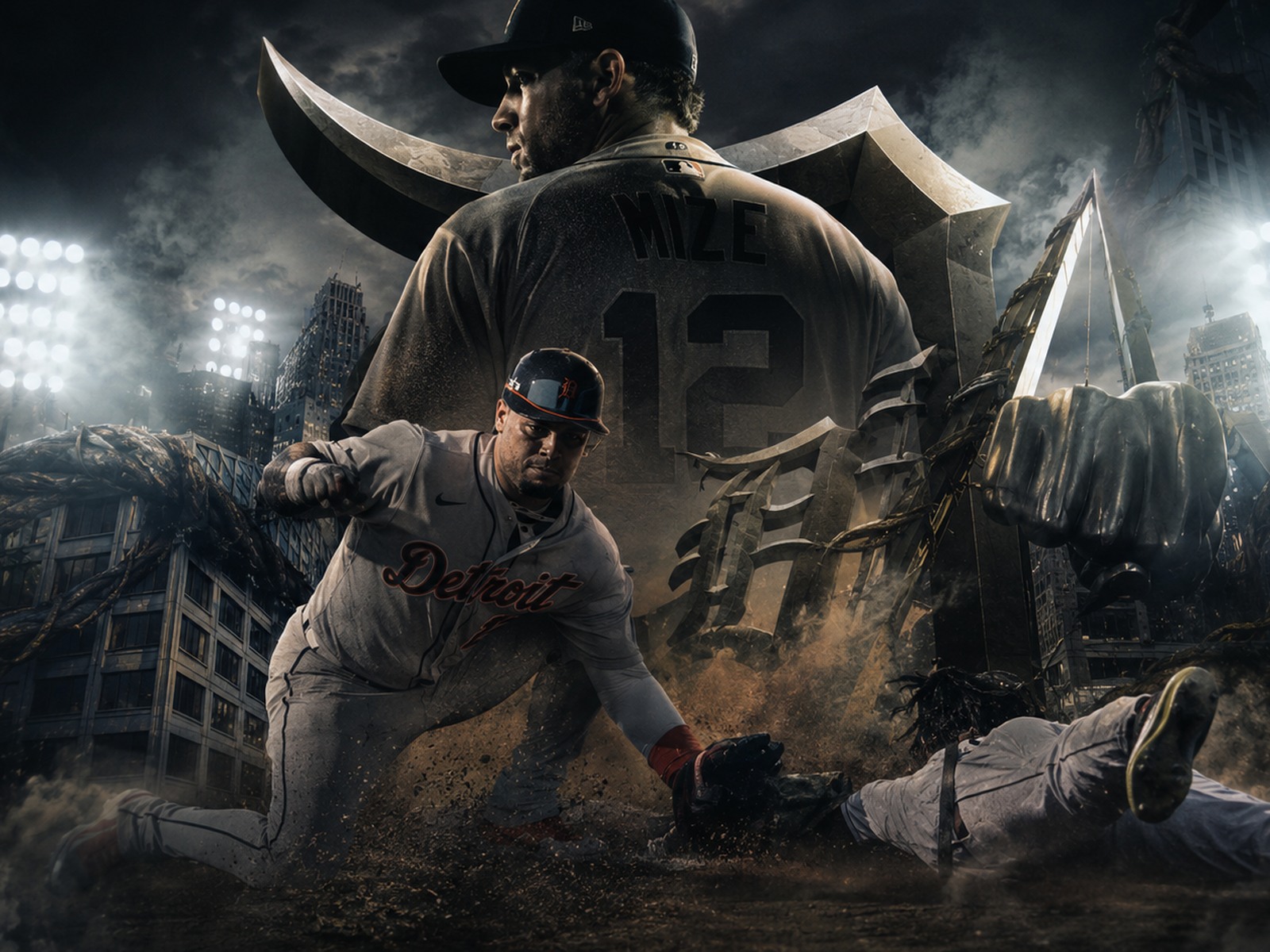 Detroit Tigers supporting stadium motion design artwork, view 2