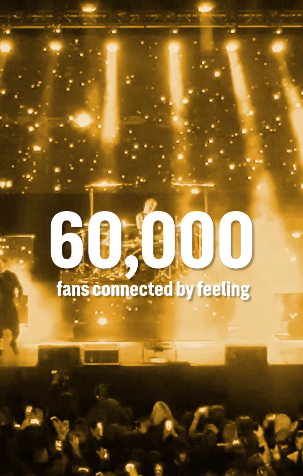 Edward Jones stadium concert motion graphic featuring 60,000 fans connected by feeling