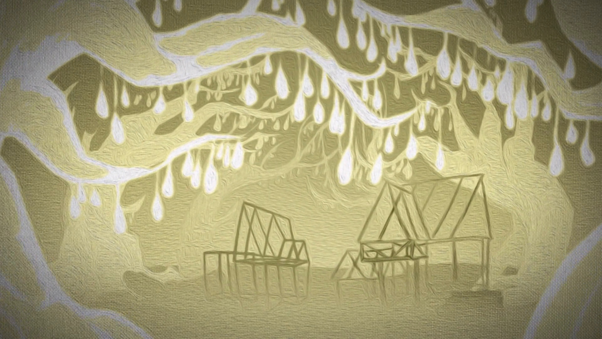 Torch animated short still of the illuminated lightbulb village environment