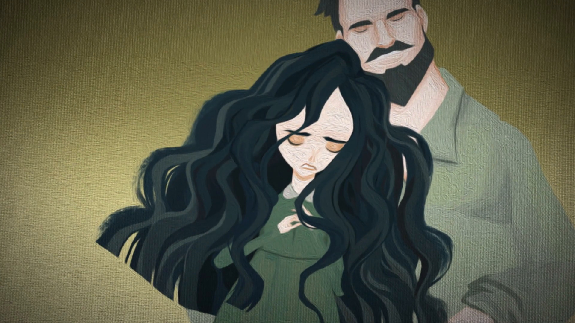 Torch animated short still of Rose and her father in an emotional story moment