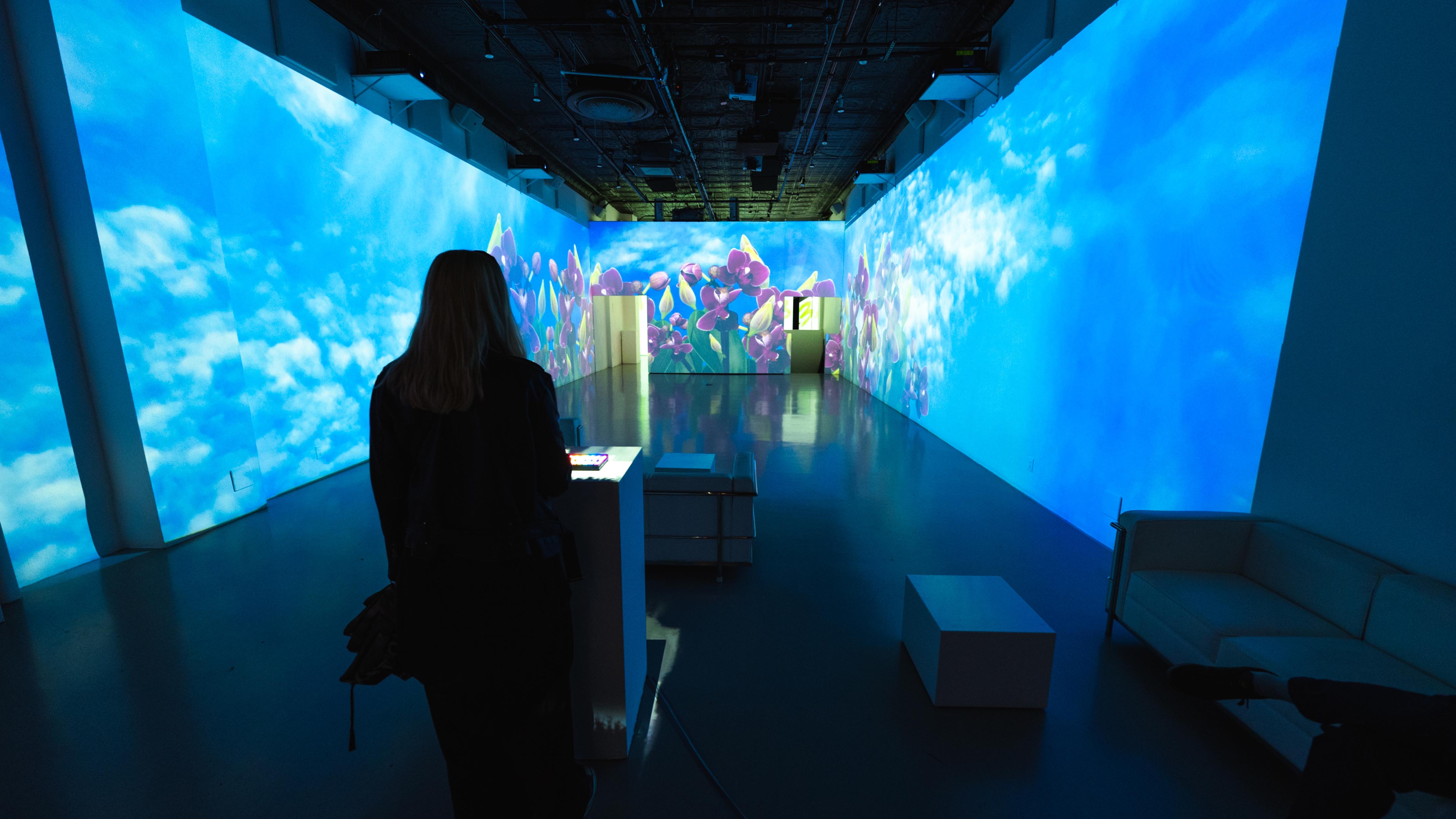Calm immersive projection environment at LUME Studios, Tribeca NYC