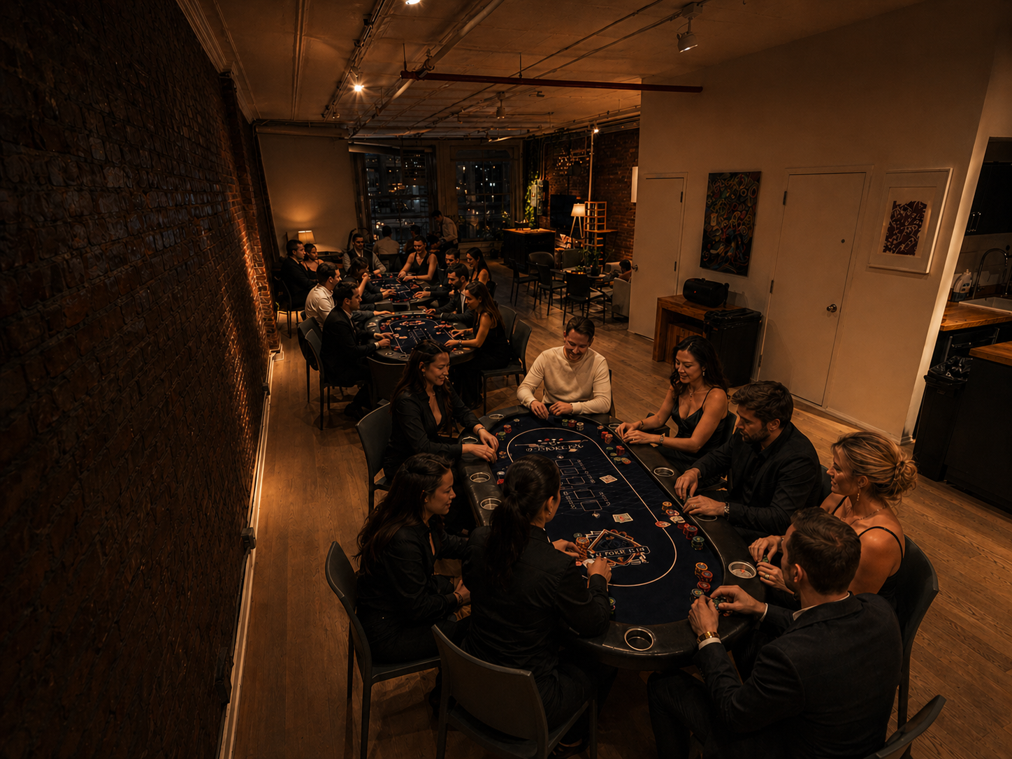Panel discussion at LUME Studios with immersive backdrop