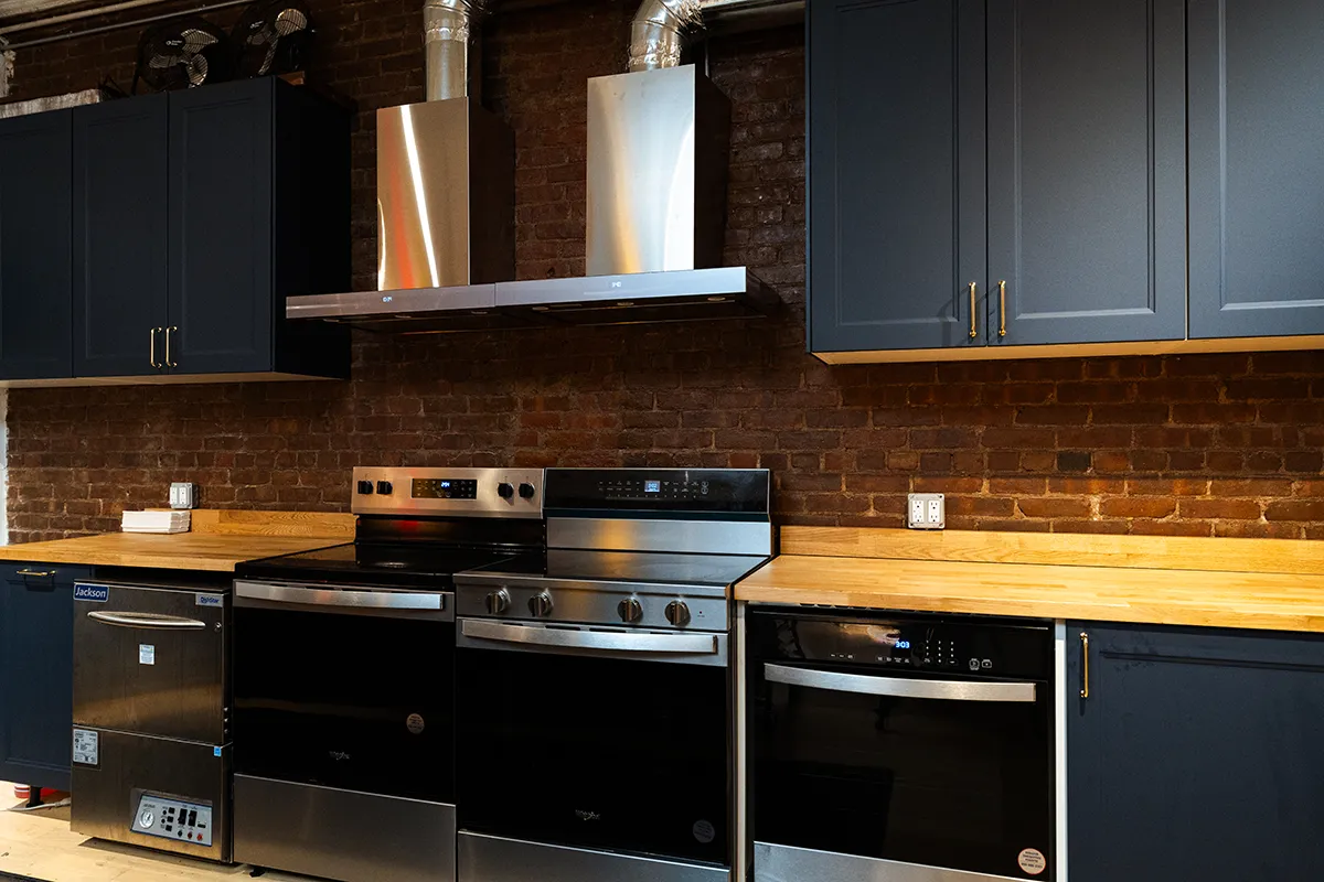 Kitchen appliance detail, cooking range