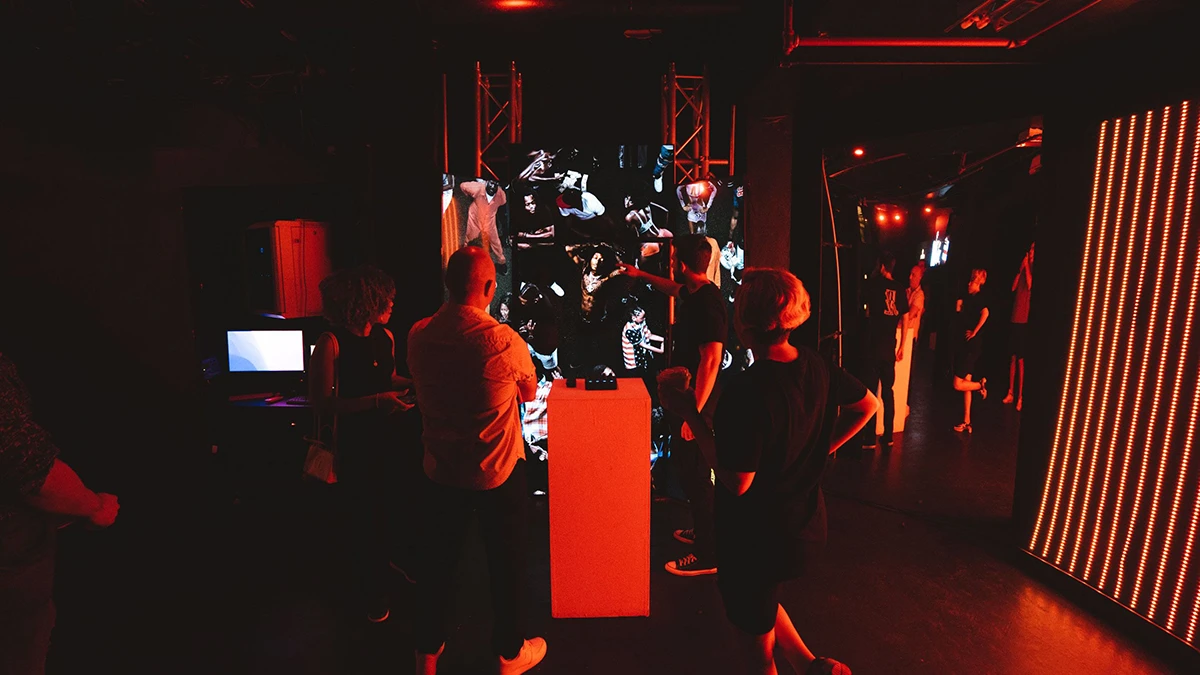Interactive LED tower in the Basement Lounge