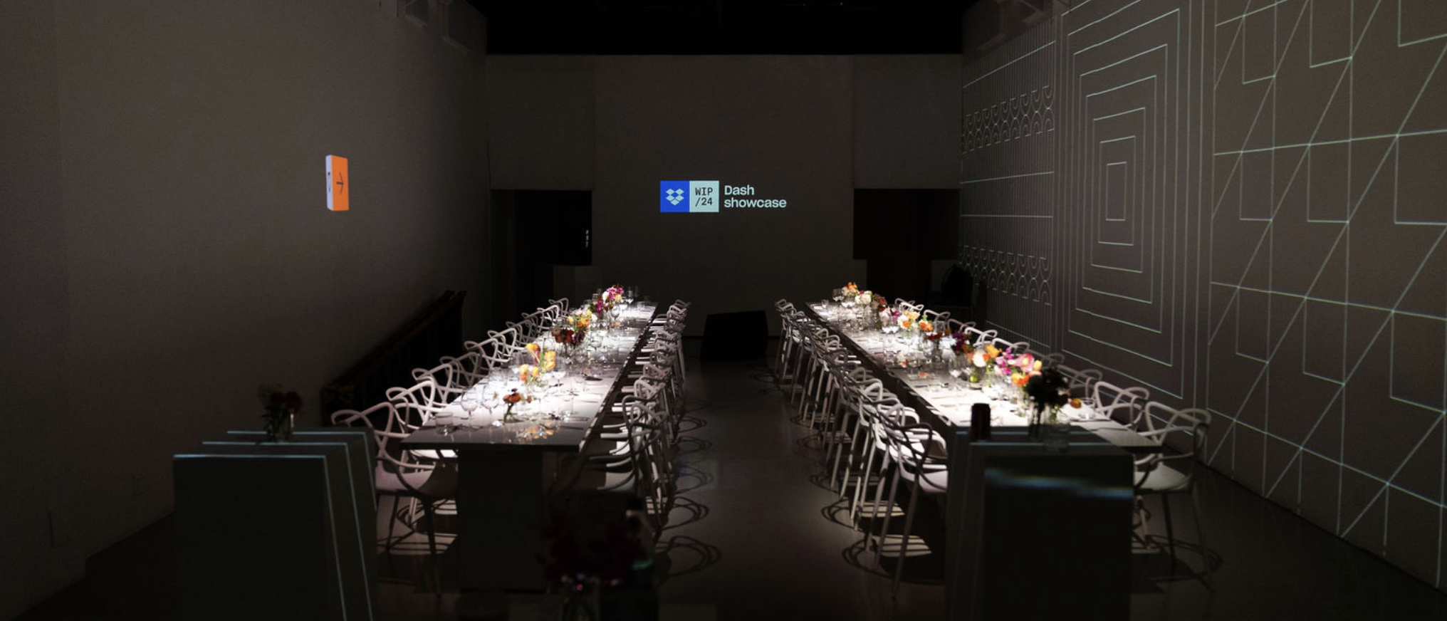 Panel discussion at LUME Studios with immersive backdrop