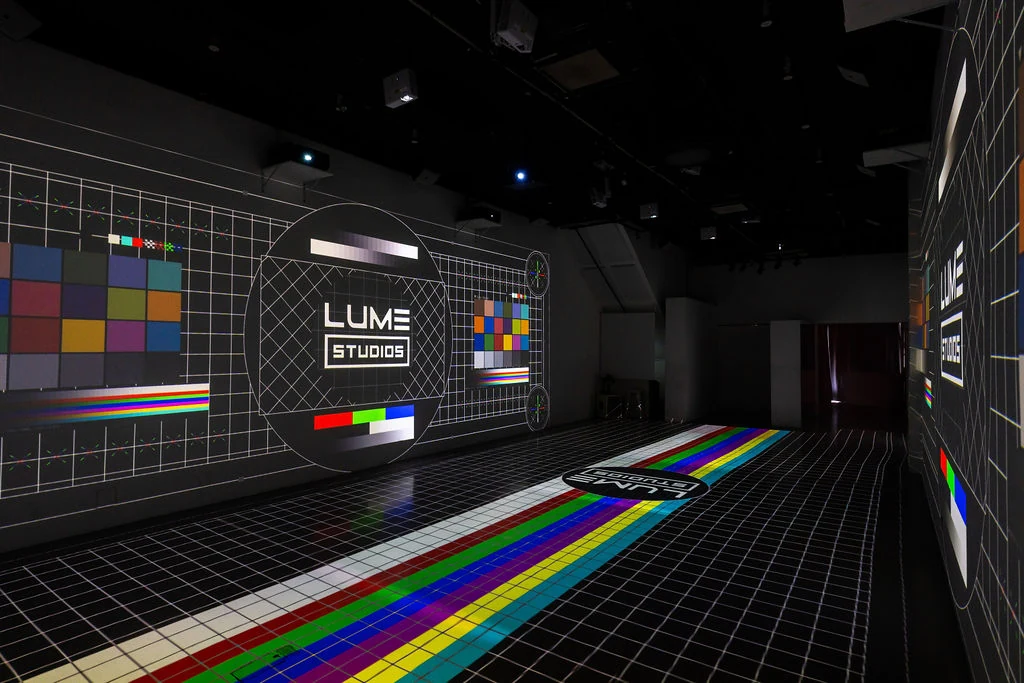 LUME Studios, immersive studio lume branding colorful floor