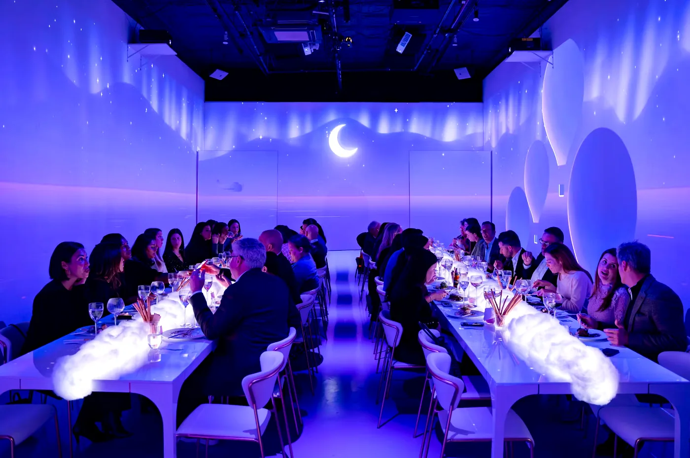 Roku executive dinner at LUME Studios, dinner in progress