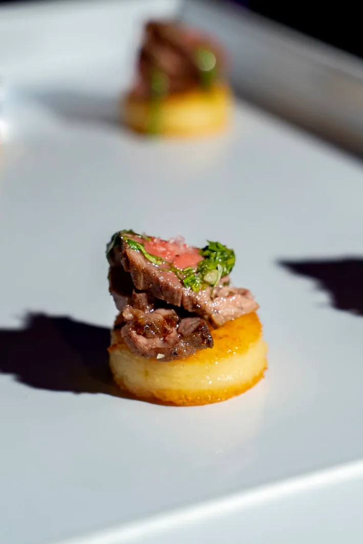 Roku executive dinner at LUME Studios, canape plating