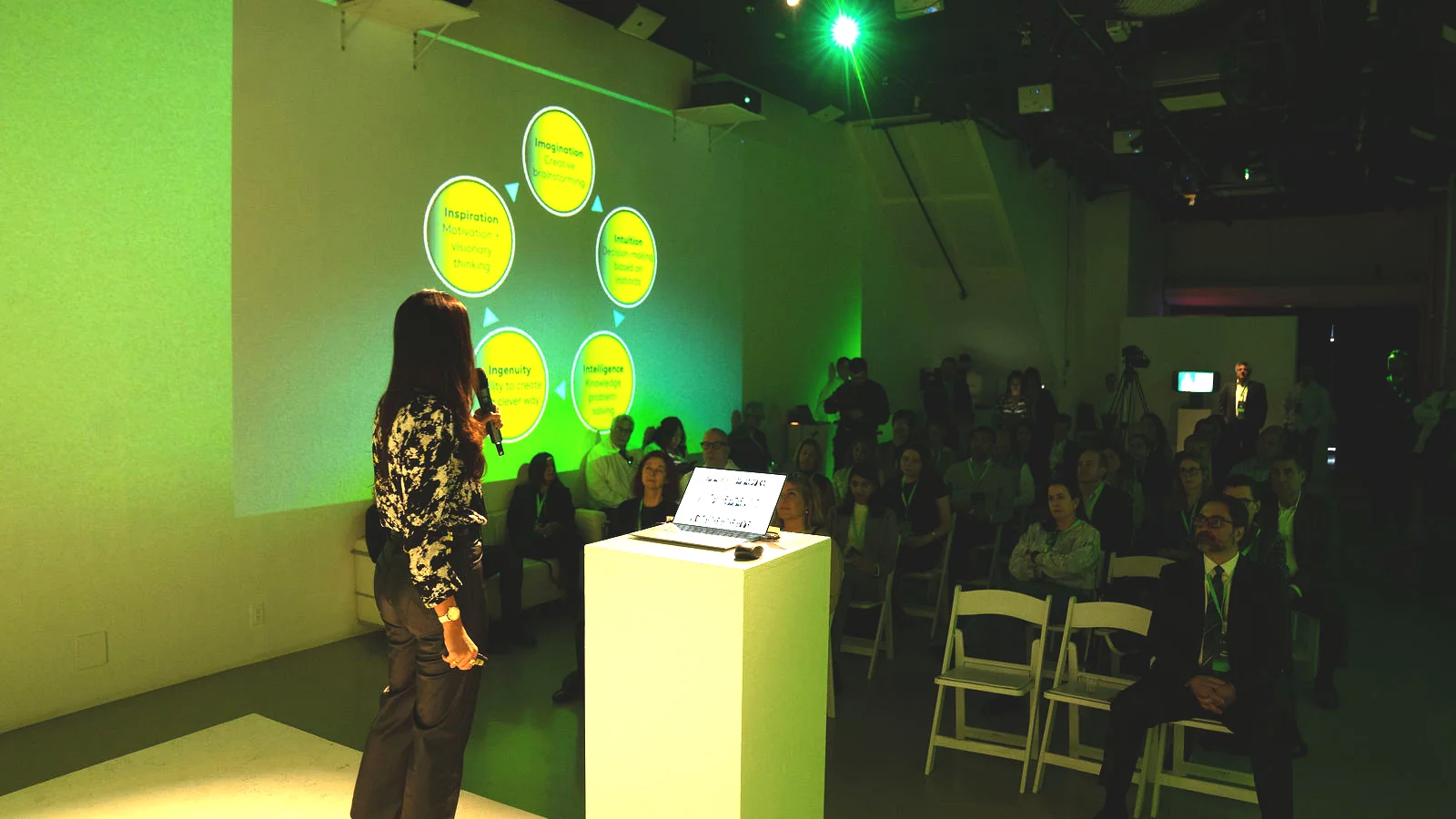 Cicero presentation at LUME Studios, podium diagram audience