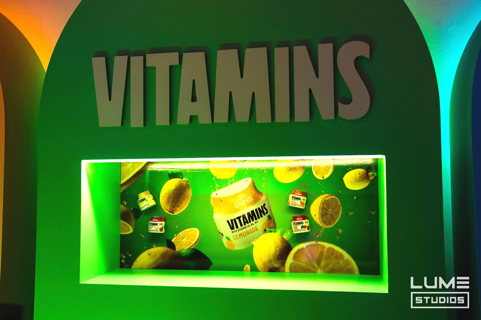 Ninja Thirsti launch at LUME Studios, vitamins arch