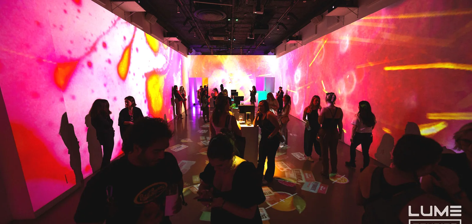 Ninja Thirsti launch at LUME Studios, projection room crowd
