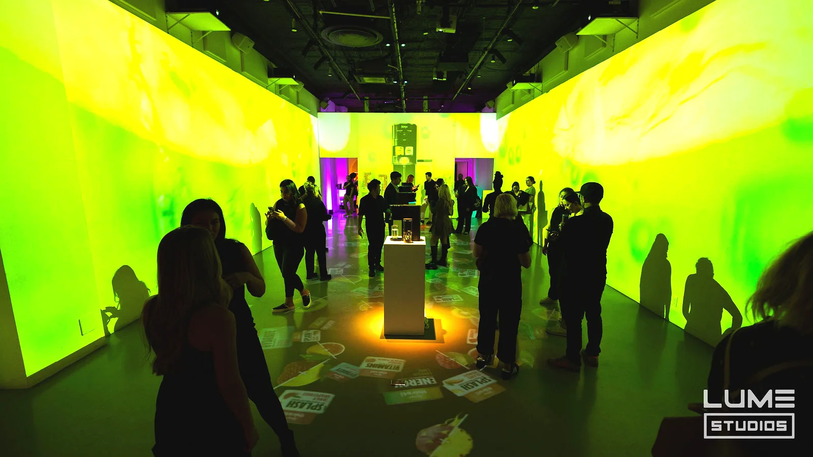 Ninja Thirsti launch at LUME Studios, citrus projection room